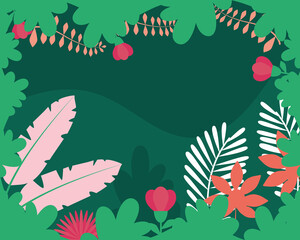 Naklejka premium background for stories, tropical leaves frame, colorful design