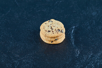 Chocolate chips cookies on a marble background