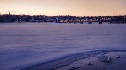 Stillwater lift bridge on sunset time