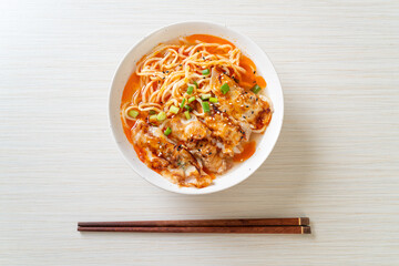 ramen noodles with gyoza or pork dumplings