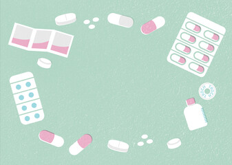 カプセル・錠剤などの薬イラストの背景