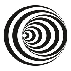 3D Illustration of a hypnotic spiral black and white colour background.