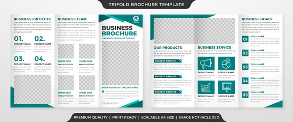 business trifold brochure template design with minimalist style and clean layout use for business profile and product publication
