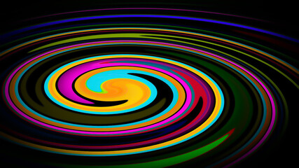 Colorful circle blurred light stripes in motion over on abstract background. Rainbow rays. Led Light. Future tech. Shine dynamic scene. Neon flare. Magic moving fast lines. Glowing wallpaper.