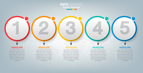 Vector infographic label template with icons and 5 options or steps.