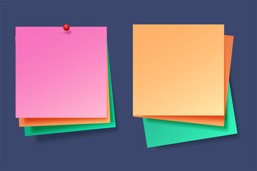 Collection of different colored sheets of note papers