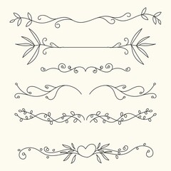 Set of hand drawn ornamental dividers. - Vector.