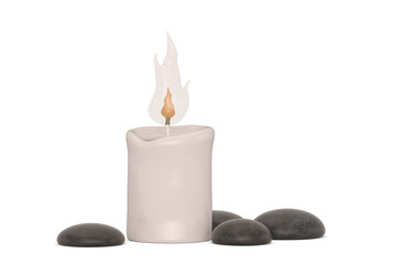 Big candle Isolated On White Background, 3D rendering. 3D illustration.