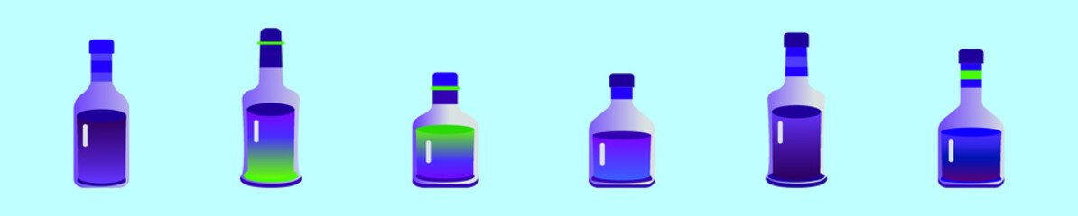 set of decanter cartoon icon design template with various models. vector illustration isolated on blue background