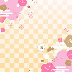 和モダンの梅・春パターン素材