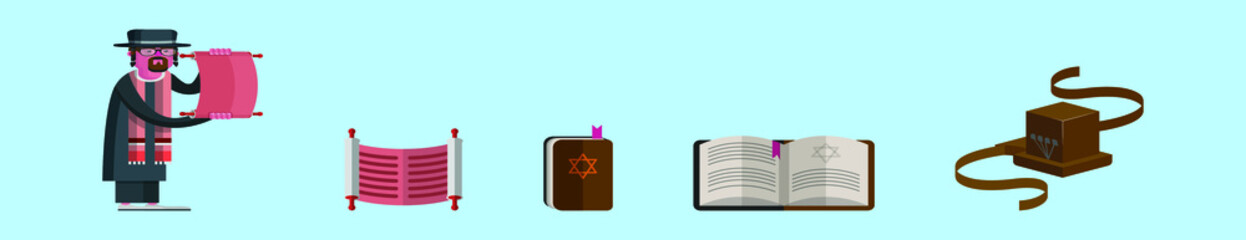set of jewish tradition cartoon icon design template with various models. vector illustration isolated on blue background