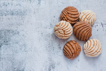 Conchas Mexican sweet bread in Mexico