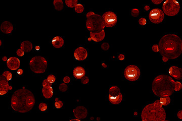 virus covid ball was mutation to evil dark and light face red color