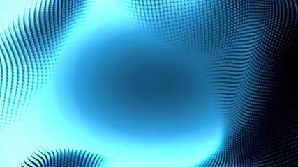 Fototapeta premium Dot white blue wave light screen gradient texture background. Abstract technology big data digital background. 3d rendering.