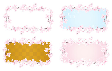 桜の花・枝　長方形フレームセット