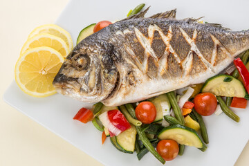 Fresh Whole Gilthead Fish On Ice In Black And White