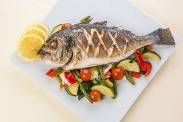 Fresh Whole Gilthead Fish On Ice In Black And White