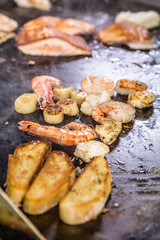 Different Types Of Seafood In Restaurant Kitchen