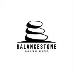 three balance stone logo vintage minimalist vector design