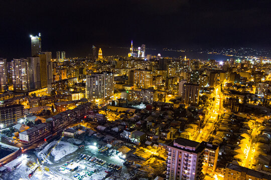 Stadium In Batumi With Drone At Night, Adjara, Georgia