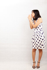 Beautiful Woman Looks Telling Something