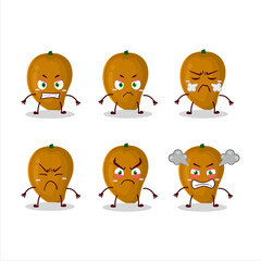 Zapote cartoon character with various angry expressions