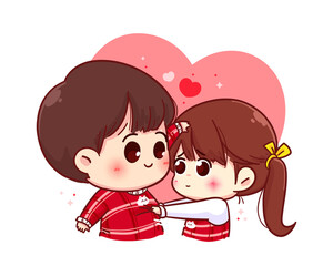 Lovers couple Happy valentine cartoon character illustration Premium Vector