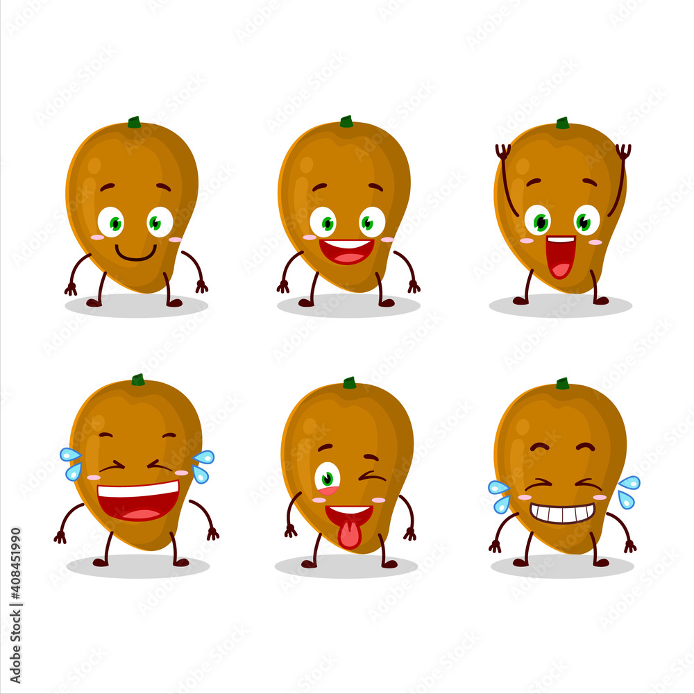 Sticker Cartoon character of zapote with smile expression