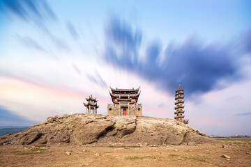 Chinese ancient architecture bridge and gazebo