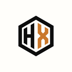 Letter H X hexagon vector design illustration