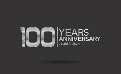 Fototapeta premium 100 years anniversary logotype with silver color isolated on black background for company event, greeting card and invitation