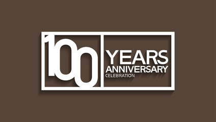 100 years anniversary logotype with white color in square isolated on brown background for company event, greeting card and invitation © VECTORKURO