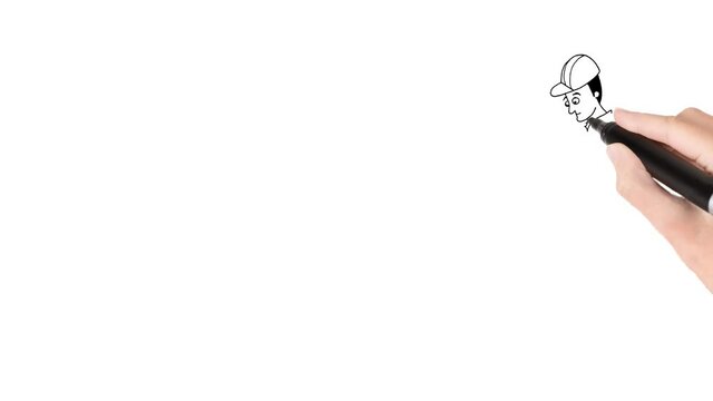 Construction worker computer whiteboard animation of job position