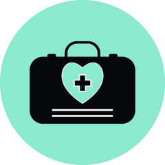 Doctor bag icon. First aid box, medical bag icon.