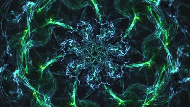 Cosmic fractal vortex to another dimension in time, mystical patterns and abstract forms - endless looping wallpaper animation.