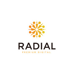 abstract radial digital logo design vector template