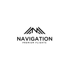 Initial letter N with wings flights logo design vector template