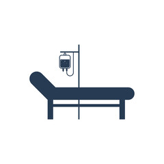 Hospital bed and cross with medicine dropper icon.