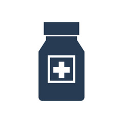 Medicine bottle icon. capsule, tablet, vaccine bottle vector icon.