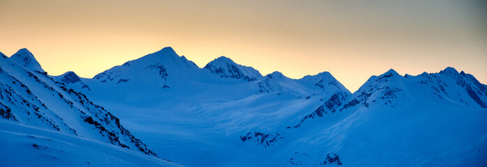 Sunset over mountains near Valdez, Alaska