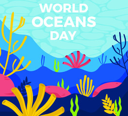 Background World Oceans Day concept flat