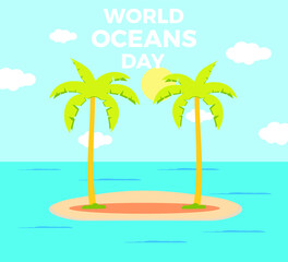 Fototapeta na wymiar Flat design of World Oceans Day