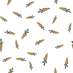 Vector seamless pattern with carrot. Hand drawn vegetable on white background