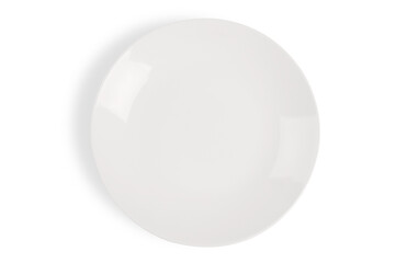Top view White plate on white background.