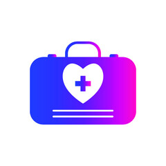 Doctor bag icon. First aid box, medical bag icon.