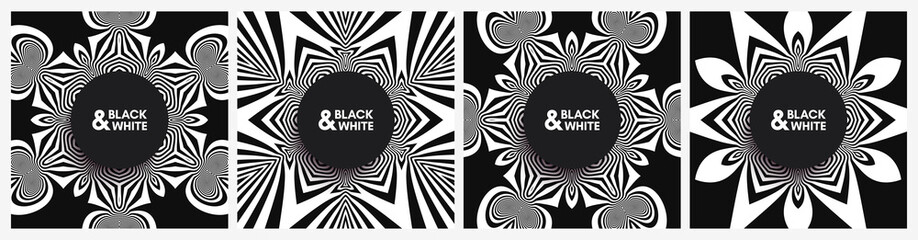 Black and white design. Abstract striped background. Vector illustration.