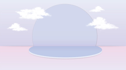 Stage backdrop podium for product display stand. 3d vector background illustration
