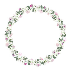 Vintage water color small pink flower wreath frame, vector illustration flower art decoration concept