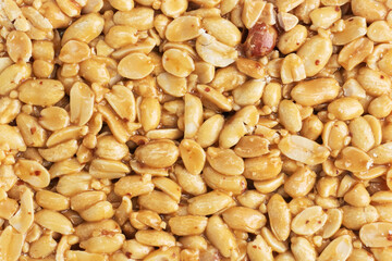 Peanuts in sugar glazed, oriental sweetness of brittle, Close up. top view