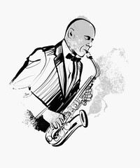 man with saxophone